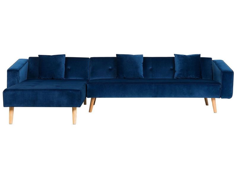 Sofa narożna Vadso Granatowy Welur Prawostronny 1 szt.