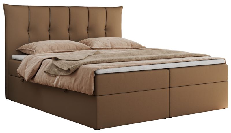 Łóżko kontynentalne MKS Meble PREMIUM 10 200x200 H3 Brązowy ecoskóra 1szt.