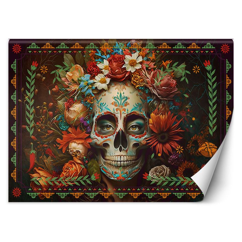 Fototapeta Feeby Kolorowa czaszka z kwiatami 300x210 1 szt