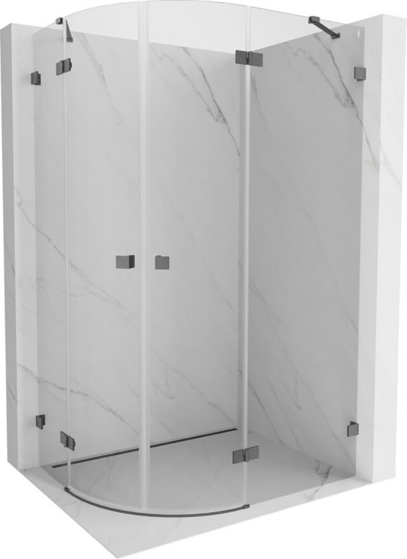 Kabina prysznicowa Mexen Lunar półokrągła uchylna prawa 100 x 80 cm transparent gun gray szczotkowany 1 szt.
