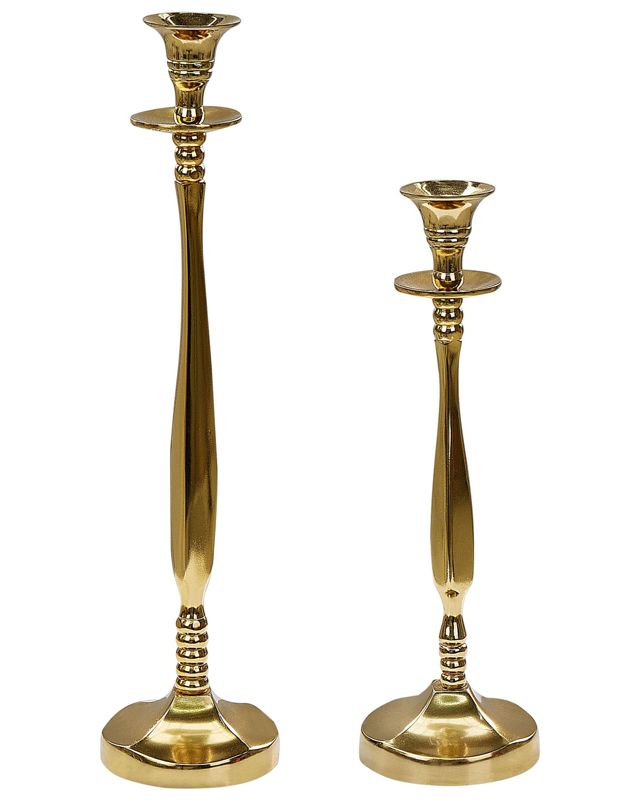 Zestaw 2 świeczników Tirah Metal 31/36 cm Złoty 1 par.