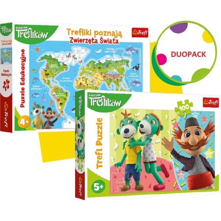 DUOPACK TREFLIK 48 ZWIERZĘTA + PUZZLE 100