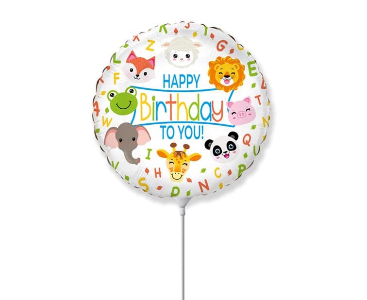 Balon foliowy 18' FX - Happy Birthday, zwierzątka