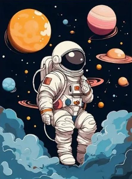 DIAMENTOWA MOZAIKA ASTRONAUTA W KOSMOSIE RYSUNKOWE PAK 30 30X40