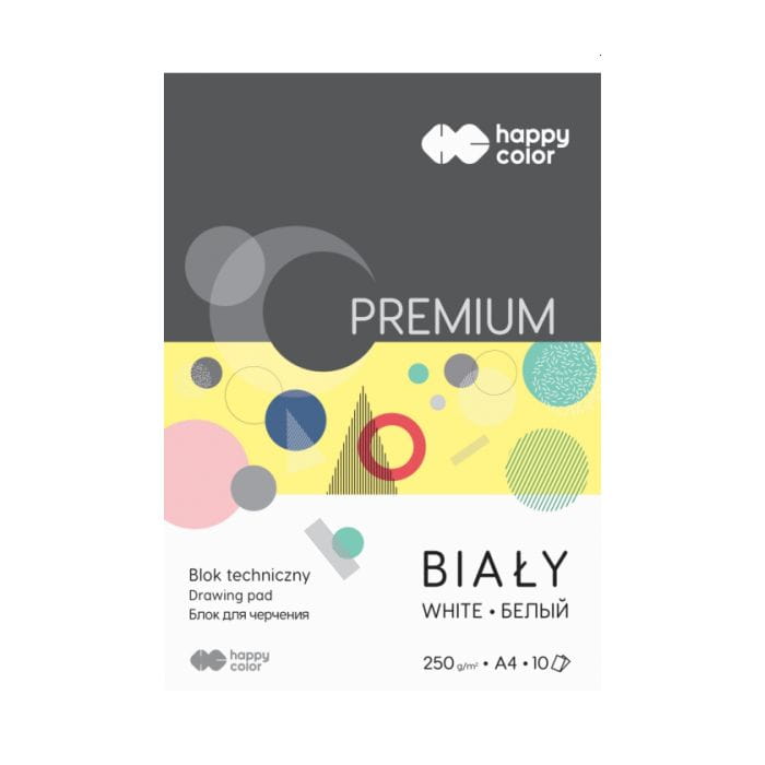 Happy Color Blok techniczny A4- białe kartki Premium 250g
