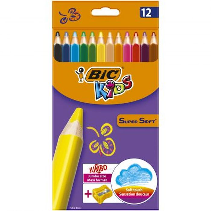 Kredki ołówkowe Super Soft 12 kolorów BIC