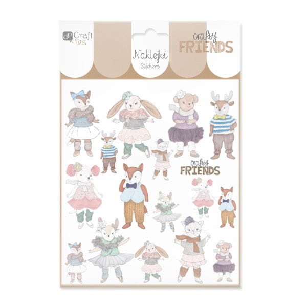 NAKLEJKI Z BROKATEM CRAFTY FRIENDS 17SZT DPNK-109