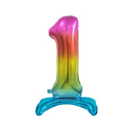 Balon foliowy Cyfra stojąca tęczowa "1"- Wielkość 74 cm