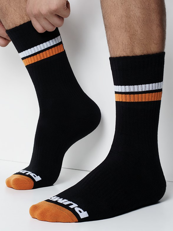 Skarpety męskie | Czarny/Pomarańczowy | Nightlight Crew Socks | PUMP! | 41017