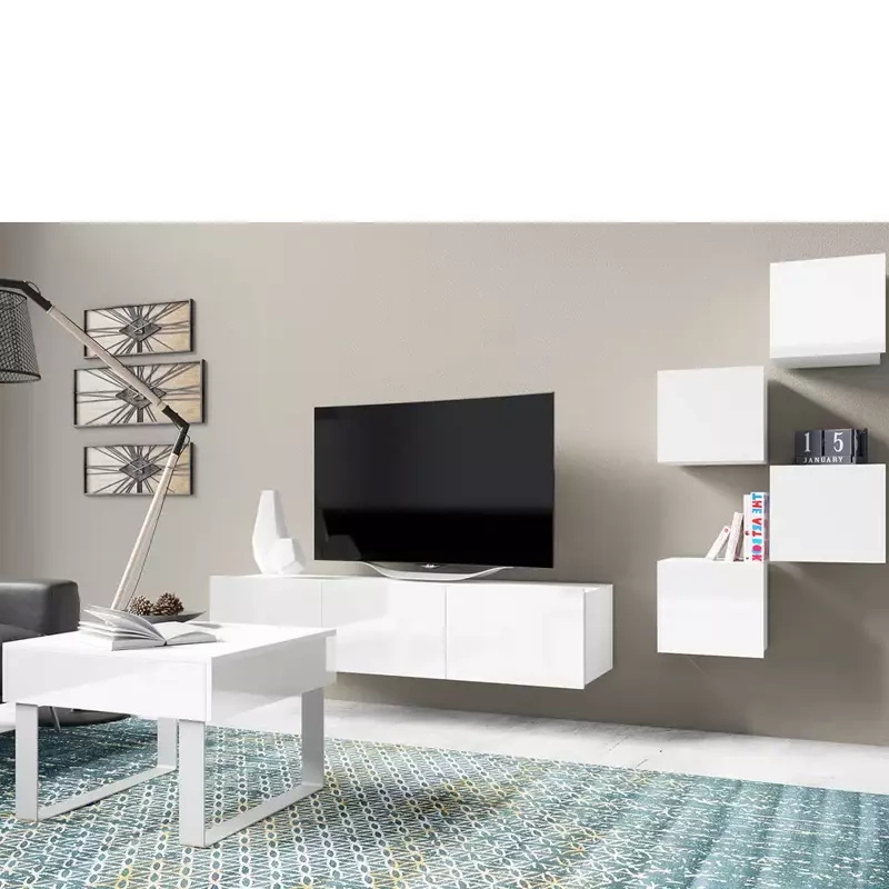 Zestaw do salonu z ławą biały połysk MODERN 21
