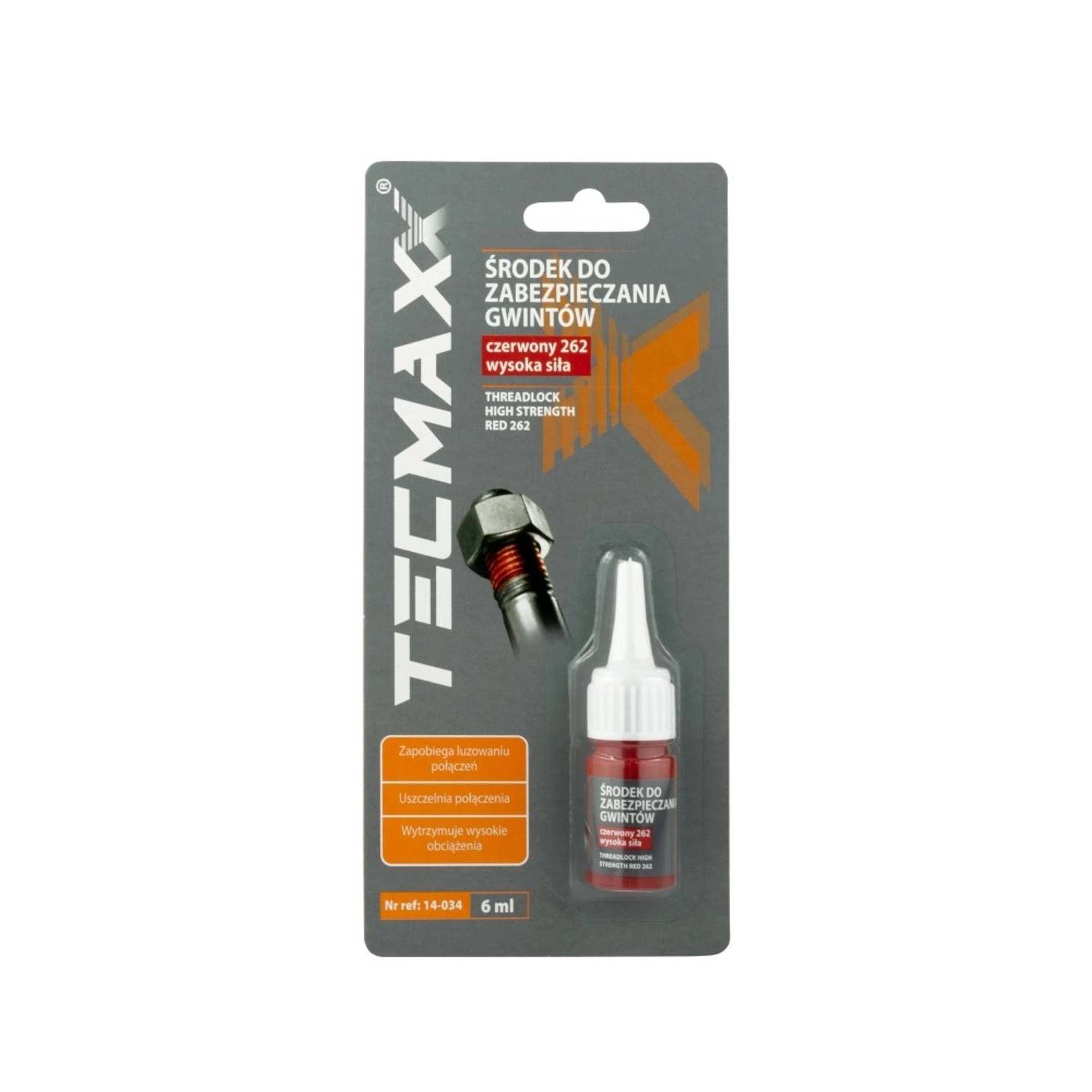 TECMAXX Środek do zabezpieczenia gwintów czerwony trwały 6ml