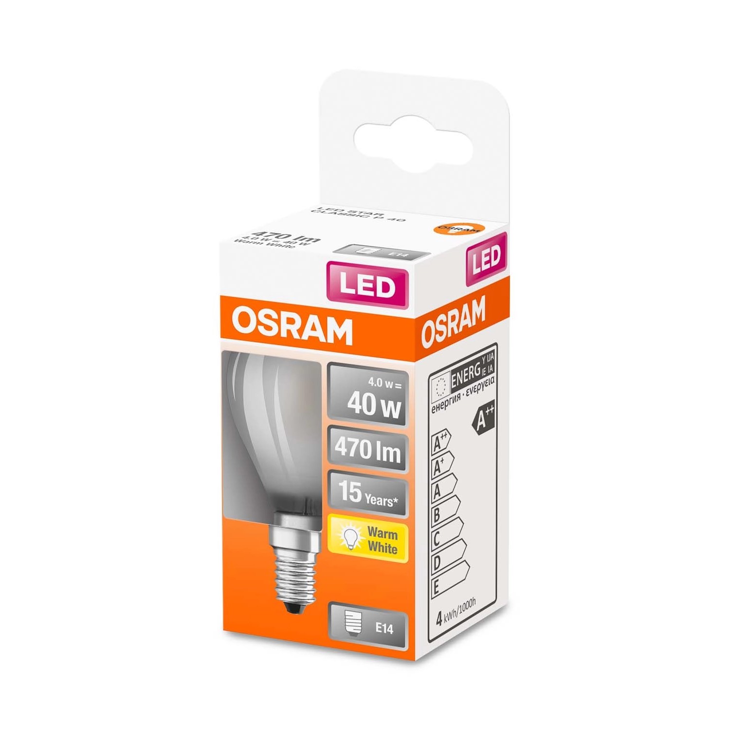 Osram Żarówka LED STAR CLASSIC P40 GL FR 4W E14 470 lm 2700K