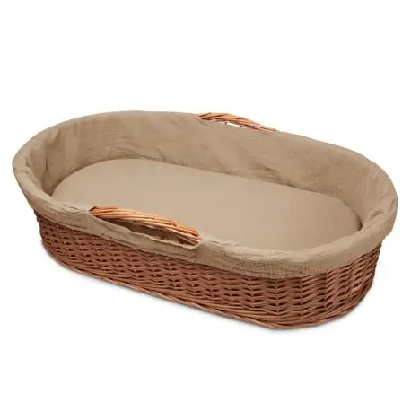 Hi Little One - wiklinowy niski kosz_ leżaczek z materacykiem 2in1, Beige BBTB