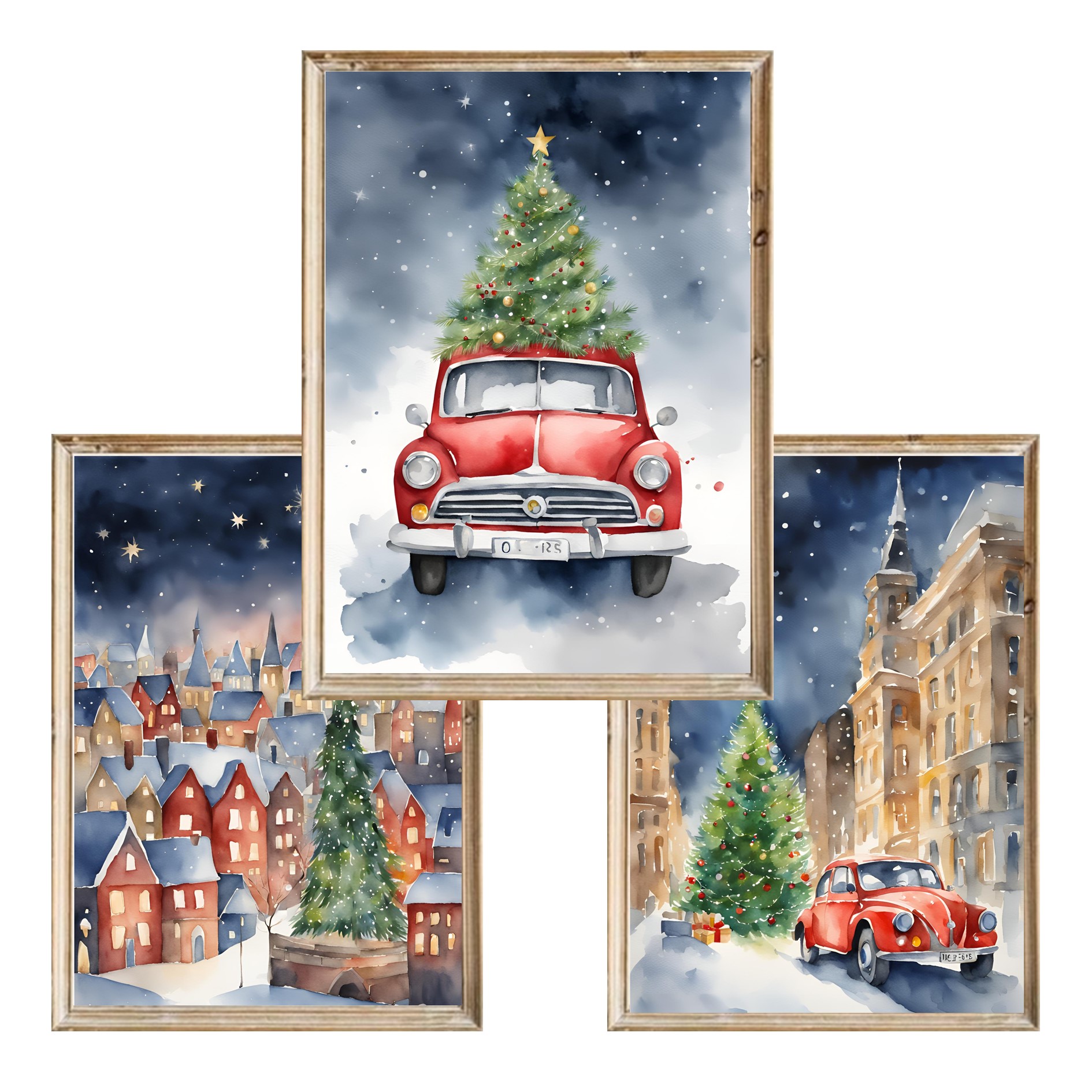 Zestaw trzech świątecznych plakatów Christmas City - A3