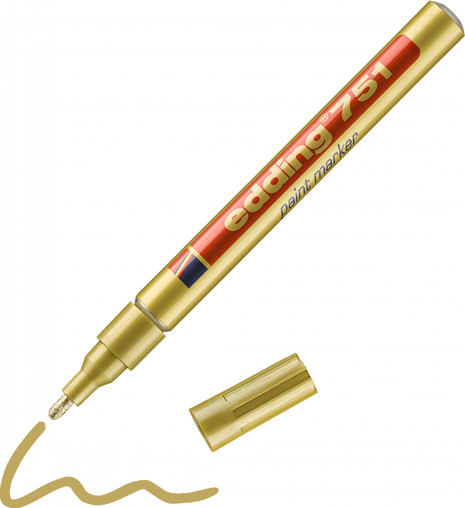 Marker olejowy edding 751, w aluminiowej obudowie, okrągła, 1-2mm, złoty