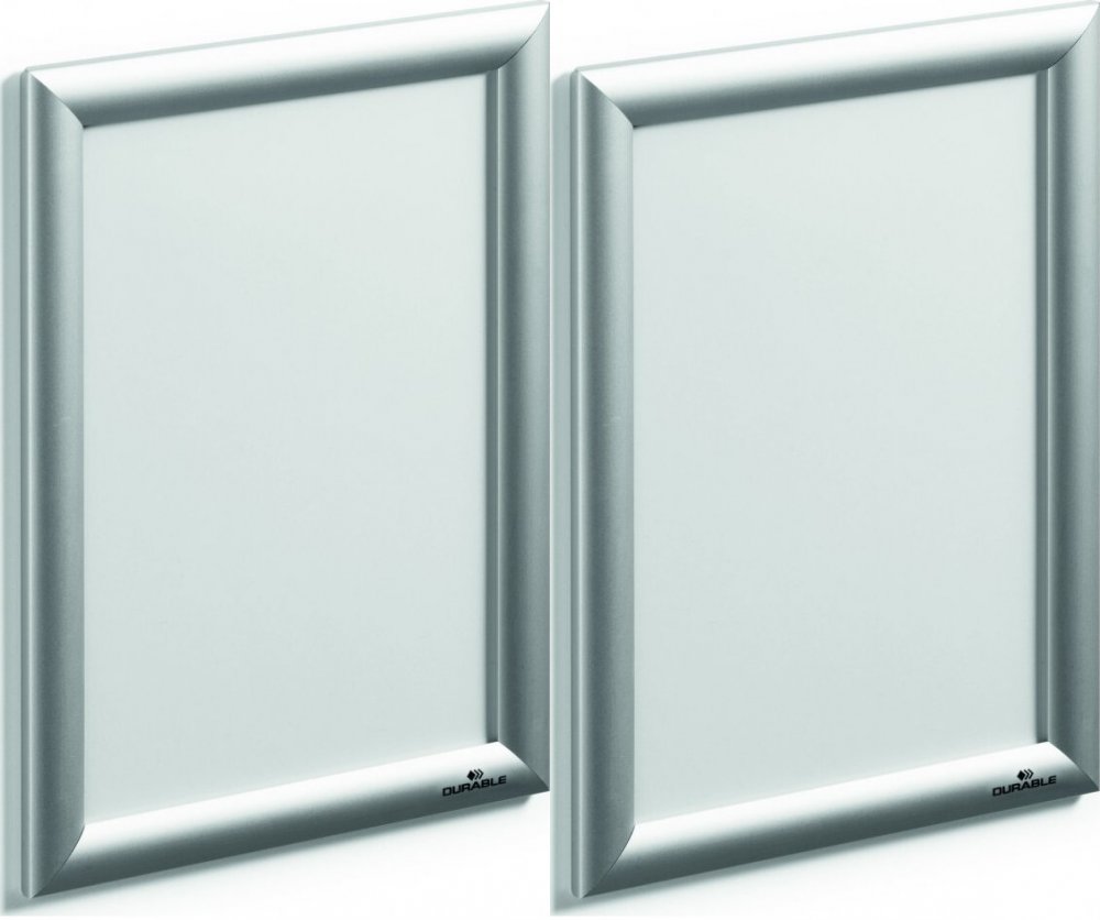 2x Rama zatrzaskowa Durable, ostre narożniki, A4, 1 sztuka, srebrny