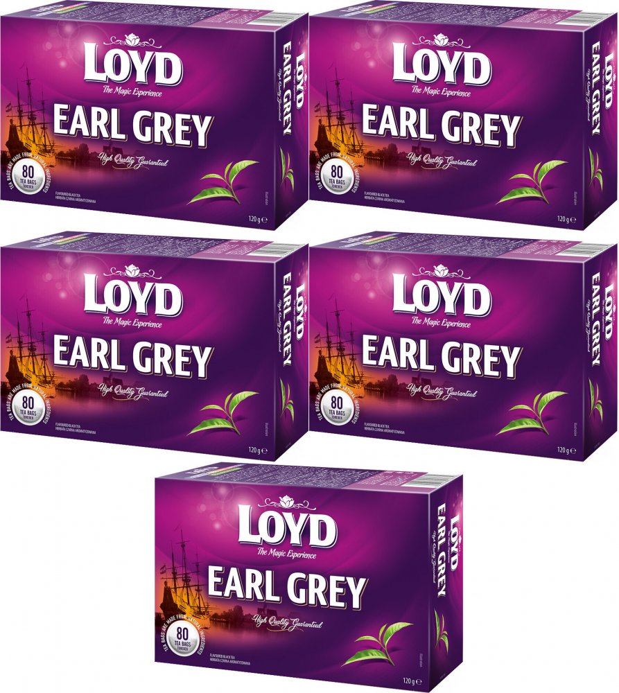 5x Herbata Earl Grey w torebkach Loyd, 80 sztuk x 1.5g