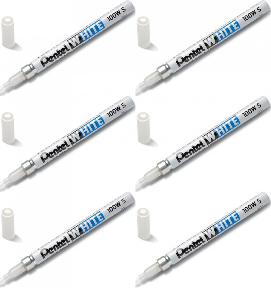 6x Marker olejowy Pentel X100W-S, okrągła, 2 mm, biały