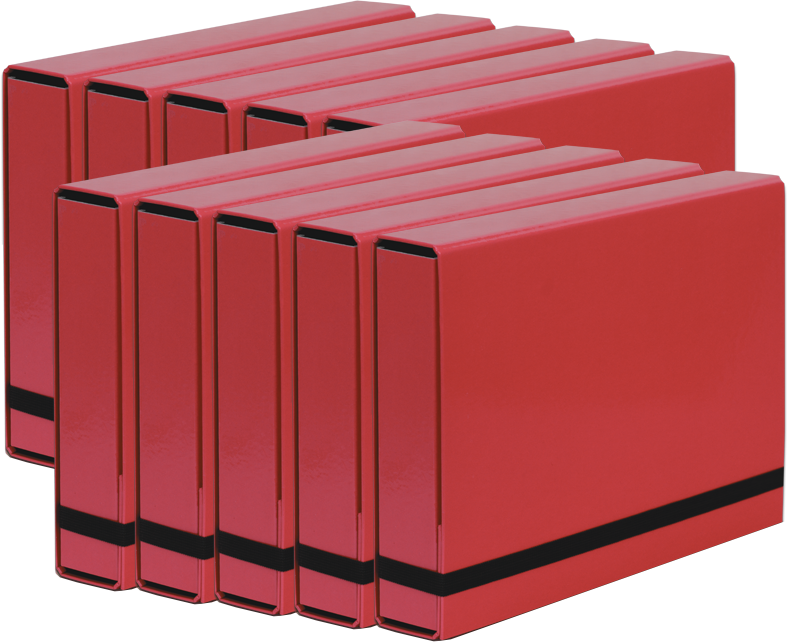 10x Teczka kartonowa z gumką VauPe Box Caribic, A4, 50mm, czerwony