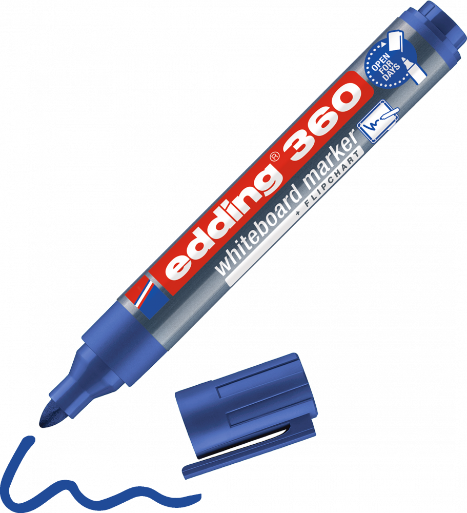 Marker suchościeralny edding 360, okrągła, 3 mm, niebieski