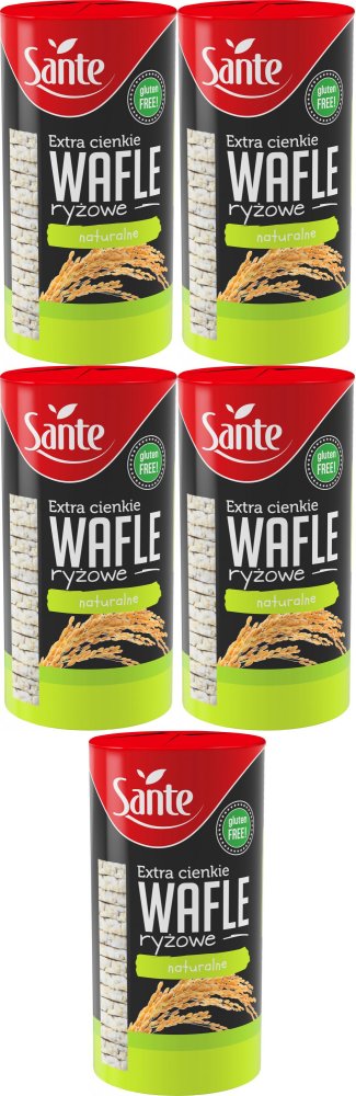 5x Wafle ryżowe Sante, naturalny, extra cienkie, 110g