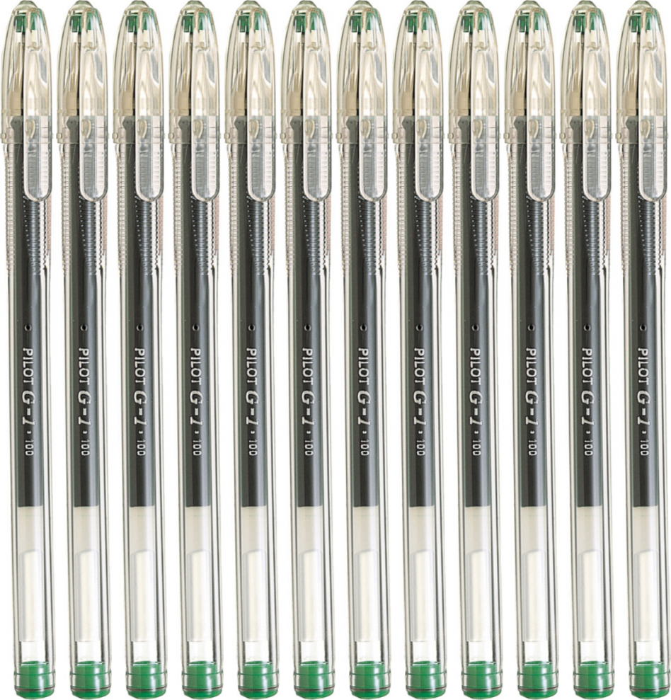 12x Długopis żelowy Pilot, G1, 0.5mm, zielony
