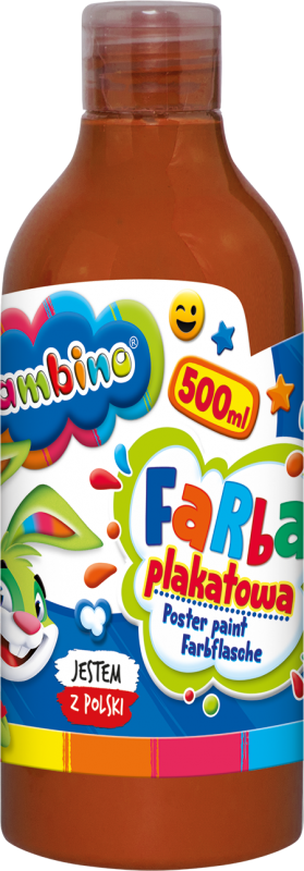 Farba plakatowa Bambino Zwierzaki Uczniaki, w butelce, 500ml, brązowy