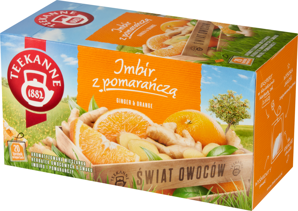 Herbata owocowa w kopertach Teekanne Orange&Ginger, pomarańcza i imbir, 20 sztuk x 2.5g