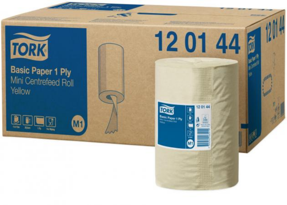Czyściwo papierowe Tork 120144 Universal Wiper Mini, 1-warstwowe, 140mmx115m, 1 rolka, żółty