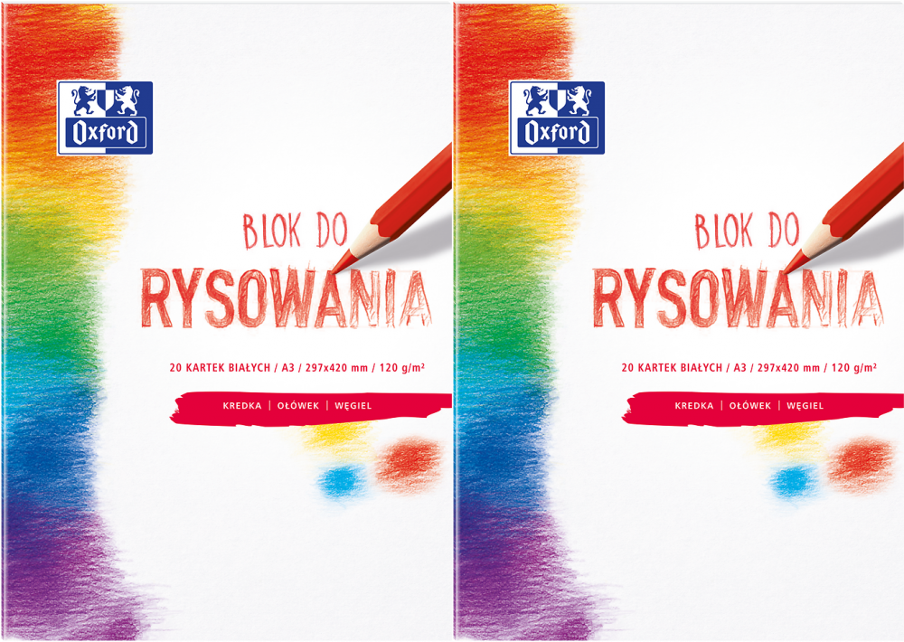 2x Blok rysunkowy Oxford, A3, 20 kartek, biały