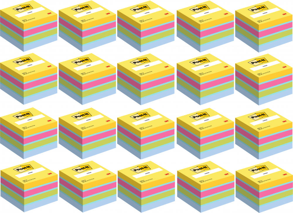 20x Karteczki samoprzylepne Post-it, 51x51 mm, 400 karteczek, mix kolorów