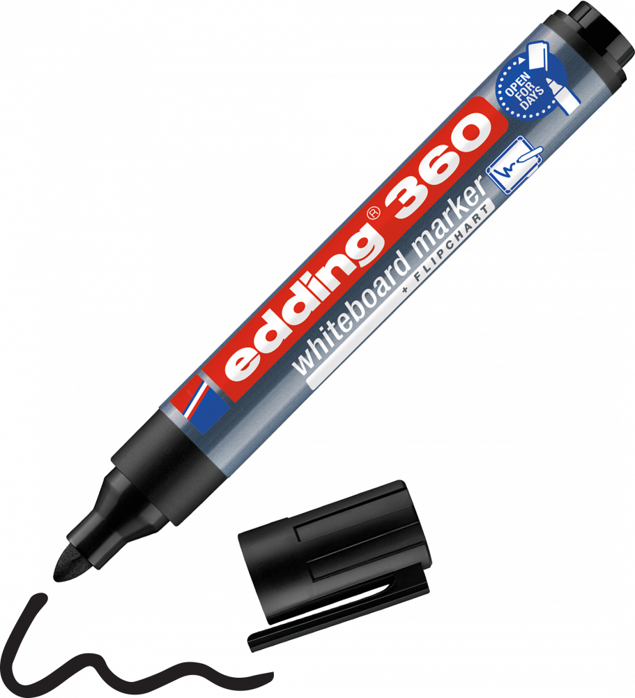 Marker suchościeralny edding 360, okrągła, 3 mm, czarny