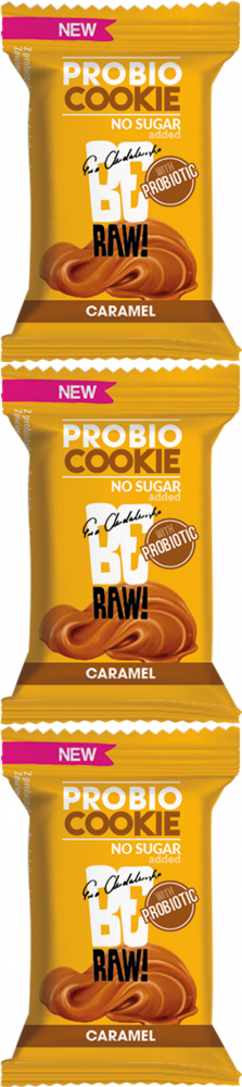 3x Ciastko probiotyczne BeRAW Probio Cookie, karmel, bez cukru, 18g