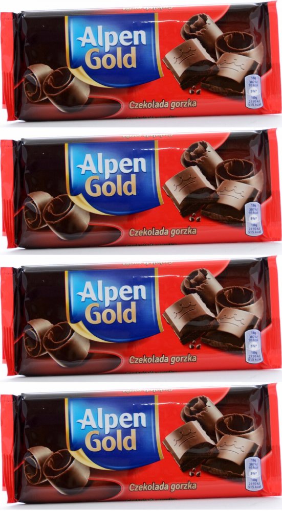4x Czekolada Alpen Gold, gorzka, 80g