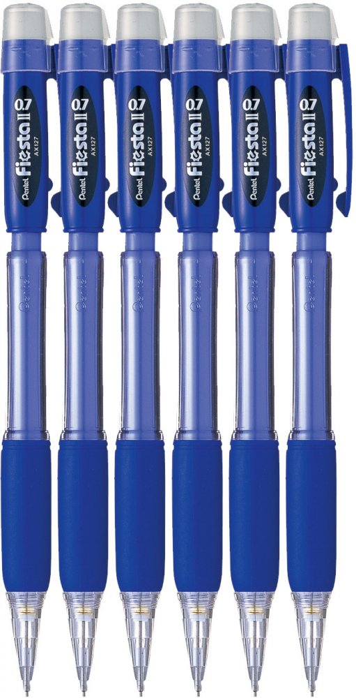 6x Ołówek automatyczny Pentel Fiesta AX127, 0.7mm, z gumką, niebieski