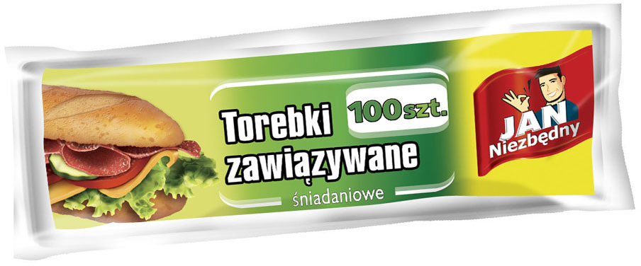 Torebki śniadaniowe Jan Niezbędny, zawiązywane 100 sztuk, jasnozielony