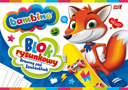 Blok rysunkowy Bambino Zwierzaki Uczniaki, A4, 20 kartek, biały