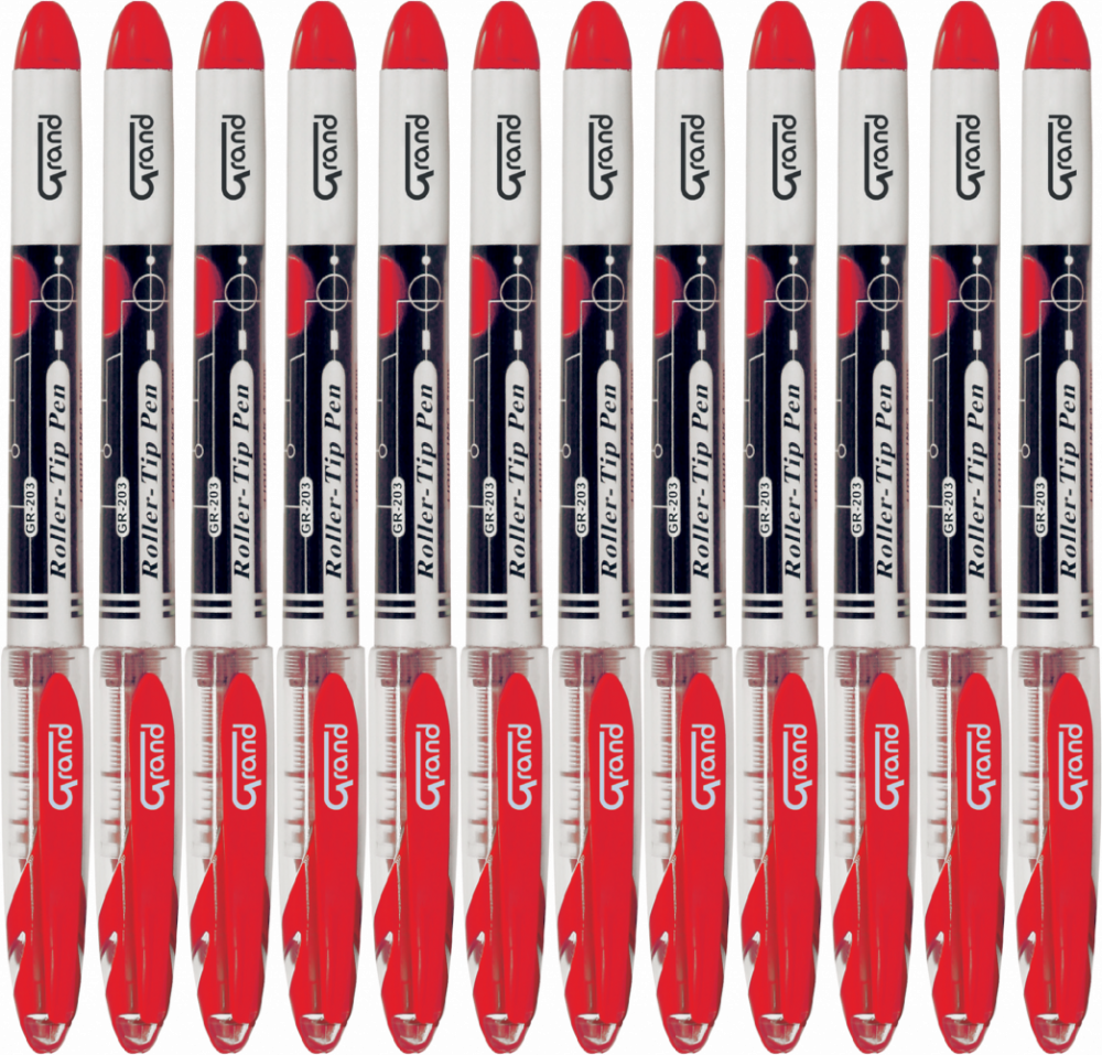 12x Cienkopis kulkowy Grand, GR-203, 0.5mm, czerwony