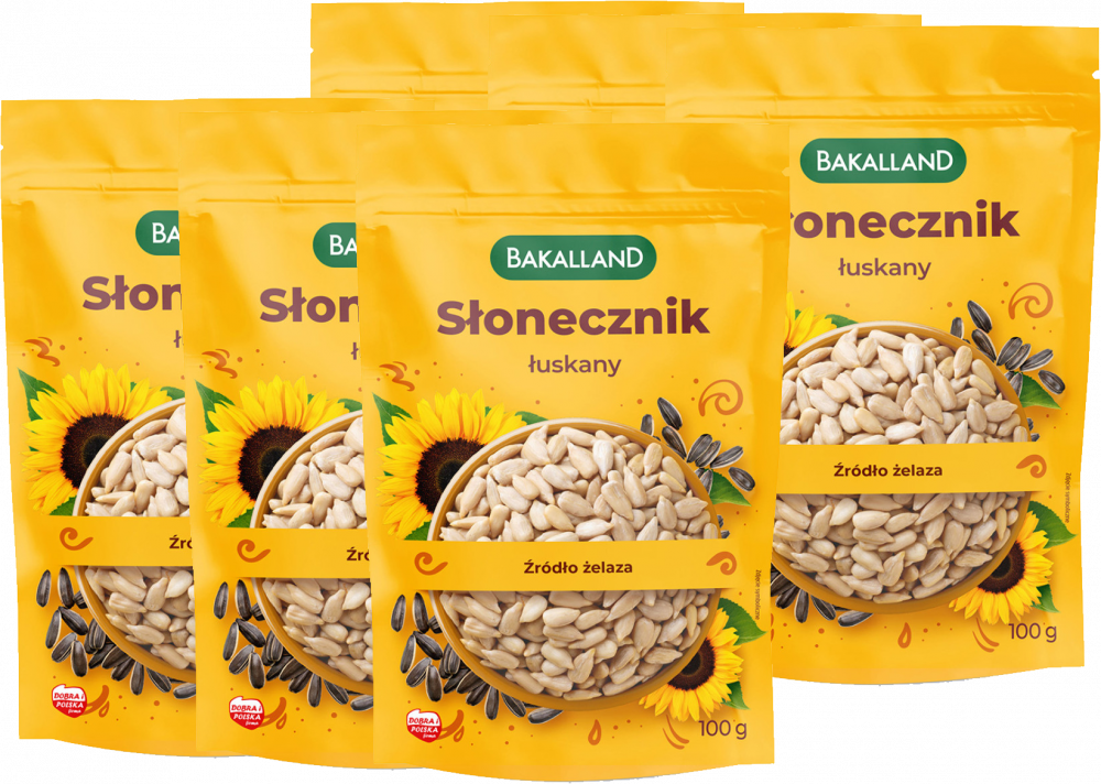 6x Słonecznik łuskany Bakalland, 100g