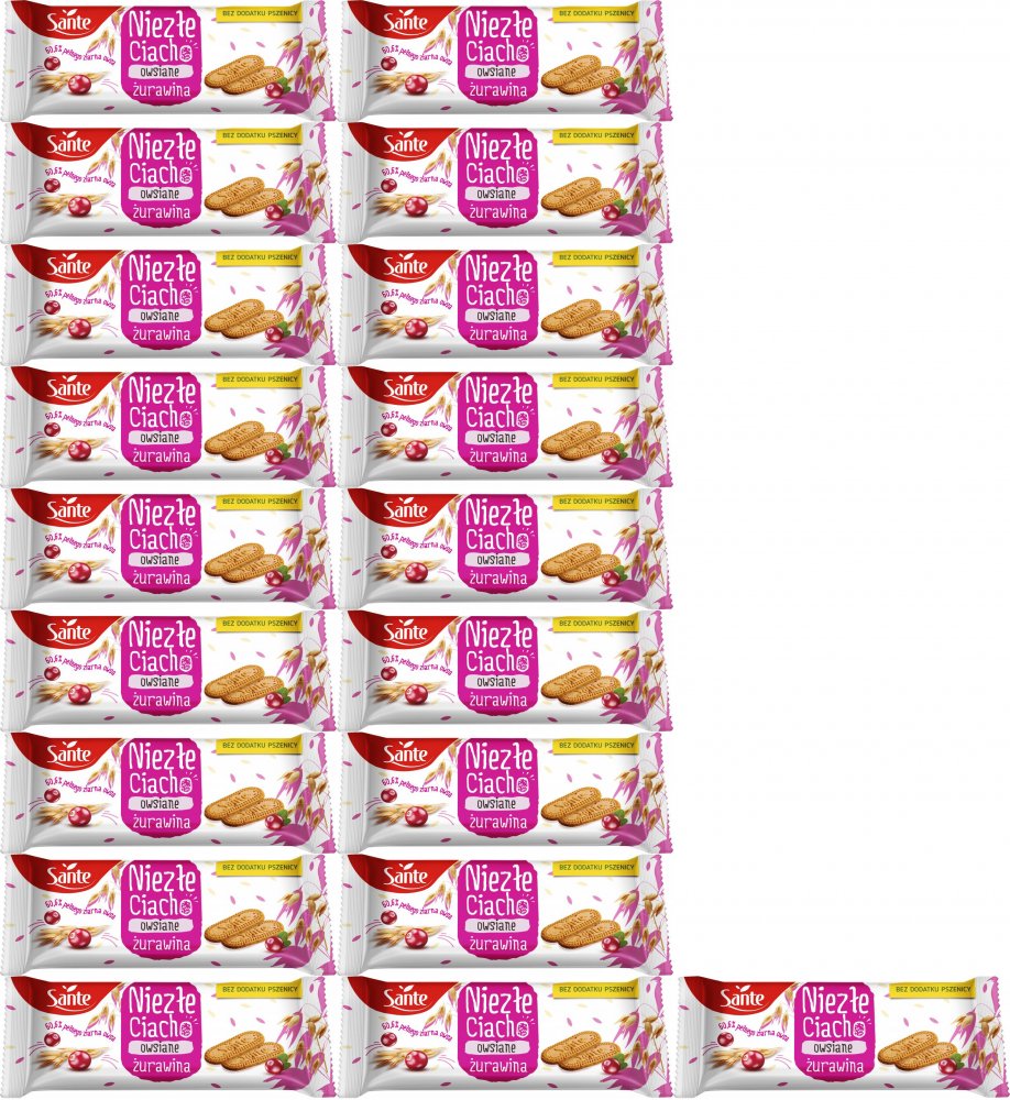 20x Ciastka owsiane Sante, żurawinowy, 30g