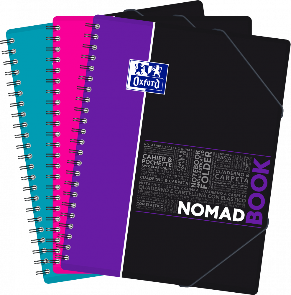 3x Kołonotatnik Oxford Student NomadBook, A4+, w kratkę, 80 kartek, okładka PP, mix wzorów
