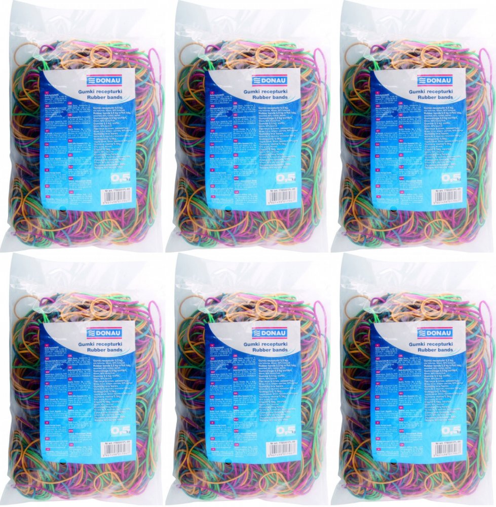 6x Gumki recepturki Donau, 60mm, 0.5kg, mix kolorów