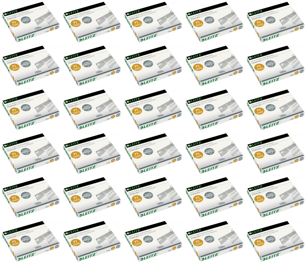 50x Zszywki Leitz galwanizowane, 26/6, 1000 sztuk, srebrny