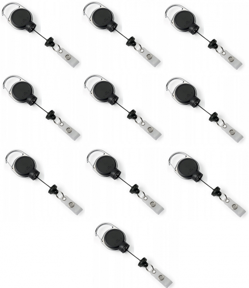 10x Mechanizm ściągający Durable Extra Strong, do kart identyfikacyjnych, 1 sztuka, czarny