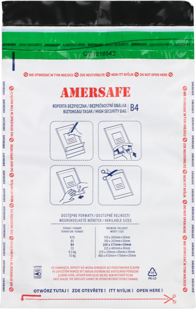 Koperta bezpieczna SuperpackSafe, B4, z paskiem HK, 1 sztuka, szary