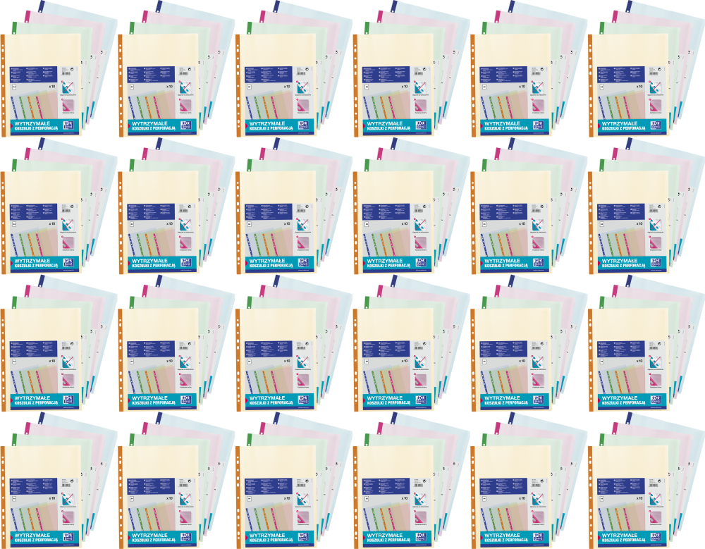 24x Koszulki krystaliczne Oxford, A4, 100μm, 10 sztuk, mix kolorów
