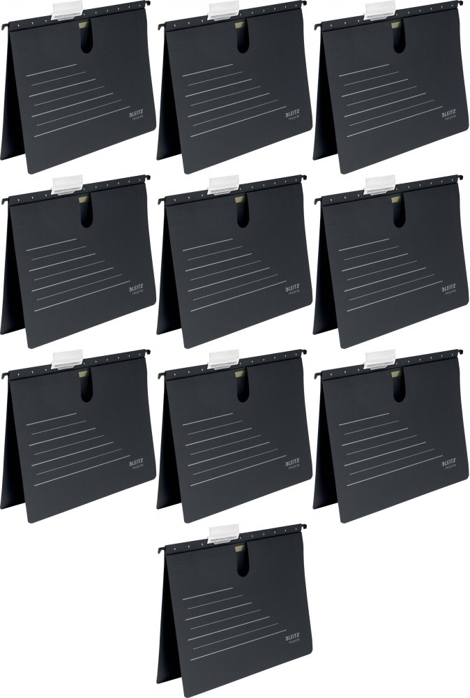 10x Skoroszyt zwieszany Leitz Alpha Recycle, A4, 348x270mm, 275g/m2, czarny