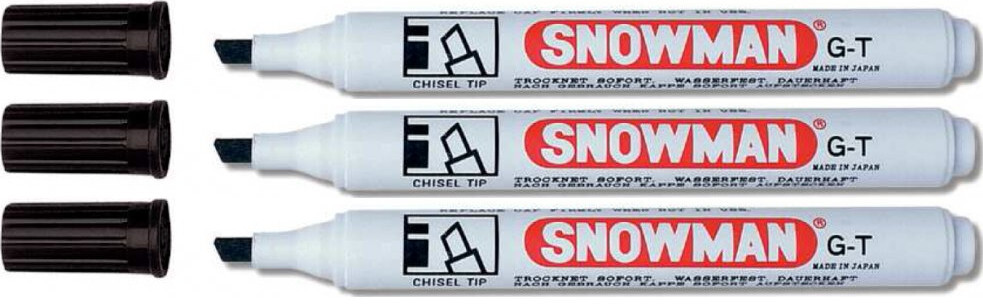 3x Marker permanentny Snowman, ścięta, czarny