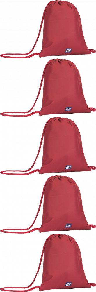 5x Worek na buty Oxford School, 46x36cm, żurawinowy