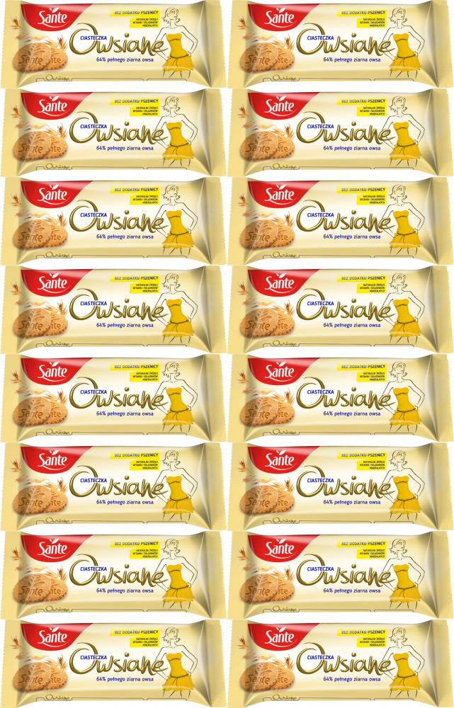16x Ciasteczka owsiane Sante, naturalny, 138g
